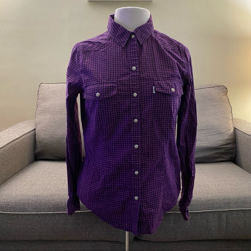 Levi's Purple Western Pearl Snap Shirt - Small